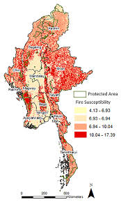 Fire Susceptibility Map Of Myanmar For A Given Pixel The