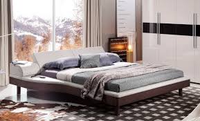 Modern Leather Bed King size heavy duty metal bed frame with wheels and headboard brackets.