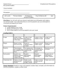 Enlightenment Philosophers Poster Project With Sources And Rubric