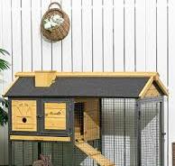 47-Inch Wooden Rabbit Hutch With Outdoor Run - 2-Story Bunny Cage With  Removable Tray & Ramp