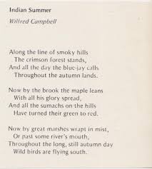 Indian Summer Wilfred Campbell Canadian Poet 1860 1918 Confederation Poet Summer Poems Indian Summer Words