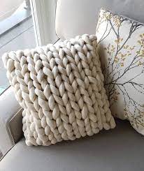For an alternative, our geometric cushion covers and our check cushion covers are a fantastic way to add patterns to your sofa. I Made A Chunky Knit Cushion Knitting Knitted Cushions Knitted Cushion Covers Cushion Cover Pattern