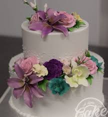 Buttercream Baby Shower Cake With Purple Sugar Flowers