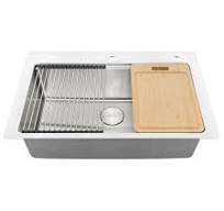 Ruvati 33 x 22 inch Drop-in Topmount Workstation Kitchen Sink 16 Gauge  Stainless Steel Single Bowl - RVM5233
