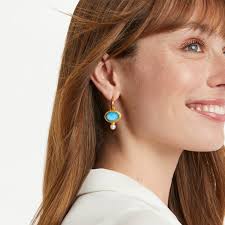 Julie Vos Simone Hoop and Charm Earrings in Iridescent Coral