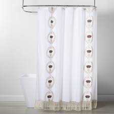 Embroidered Tassel Pattern Opaque Shower Curtain White Opalhouse