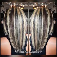 Step 2:apply your bleach to the thick, chunky sections of your choice. Websta Chrissysworldcewcos Pinwheel Chunky Highlights With Neeekooole Brown Hair With Blonde Highlights Dark Hair With Highlights Hair Pictures