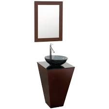Shop single sink bathroom vanities at faucetdriect.com. Esprit 20 Inch Pedestal Bathroom Vanity In Espresso Smoke Glass Countertop Smoke Glass Sink And 20 Inch Mirror Housfair