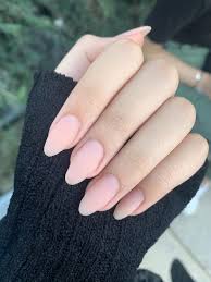 Almond shape nails with an accent design. Almond Oval Natural Acrylic Nails Novocom Top