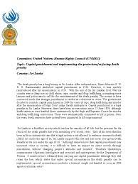 A position paper can be arranged in the following format: Model United Nations Position Paper Sri Lanka Capital Punishment And Implementing The Protection For Facing Death Penalty Life Imprisonment Capital Punishment