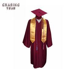 China Burgundy Adult Graduation Cap Gown With Gold Stole China Graduation Gown And Wholesale Graduation Cap Price