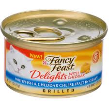 Fancy Feast Delights Grilled Whitefish And Cheddar Cheese Feast In Gravy Canned Cat Food 24 3oz Cans Don T Fancy Feast Cat Food Canned Cat Food Cat Food