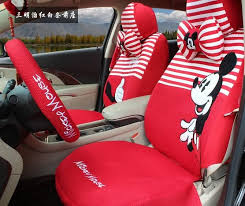 Mickey Mouse Car Seats Cover Set Red Stripe Polka Dot Cute Cartoon Automobile Chairs Covers Front Minnie Mouse Car Minnie Mouse Car Seat Girly Car Accessories