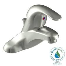 This moen bathroom faucet is suitable for both classic and contemporary homes, with a broad range of compatibility. Moen Adler 4 In Centerset Single Handle Low Arc Bathroom Faucet In Spot Resist Brushed Nickel Wsl84502srn The Home Depot Bathroom Faucets Sink Faucets Single Handle Bathroom Faucet
