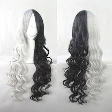 Black And White Hair Color Anime Two Tone Color Black And White Cosplay Wig Cosplay Hair Wig Hairstyles Halloween Hair