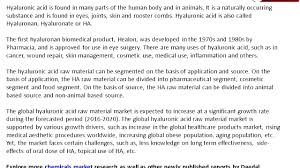 Sounds scary, but secretly holds the key to smooth, flawless and hydrated skin. Hyaluronic Acid Ha Raw Material Market 2016 Global Review Research Youtube