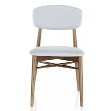 Chaise Design Bois Fonce Et Tissu Gris Clair Ida