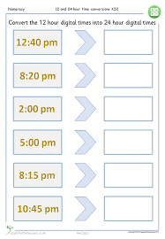 12 Hour 24 Hour Digital Time Conversion Worksheet Apple