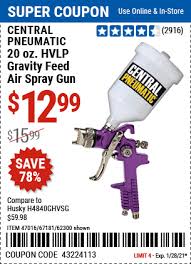 Central Pneumatic 20 Fl Oz Hvlp Gravity Feed Air Spray Gun For 12 99 Harbor Freight Coupons