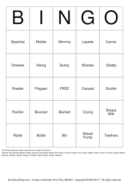 Before you print all your bingo cards, please print a test page to check they come out the right size and color. Baby Shower Bingo Card Words