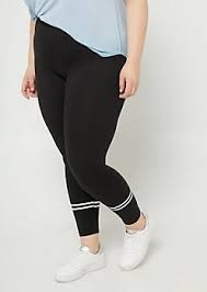 Plus Black High Waisted Athletic Stripe Leggings Plus Size