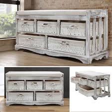 1 bank mit 3 körben. Ecd Germany Vintage Sitzkommode Mit 5 K Rben Weiss Bxhxt Ca 78 X 36 X 45 Cm Aus Paulownia Holz Shabby Look Landhaus Stil Sitzbank Flurbank Truhenbank Schuhschrank Kommode Bank Korb