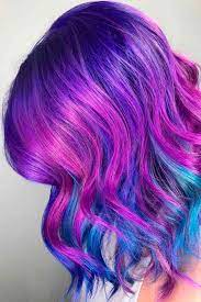 This ombre style looks exhilarating on straight, medium length hair. Short Hair Purple To Blue Ombre Novocom Top