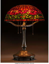 Tiffany Studios Leaded Glass And Bronze Poinsettia Table Lamp On Mushroom Base Circa 1905 Stamped Tiff Tiffany Stained Glass Tiffany Lamps Tiffany Style Lamp