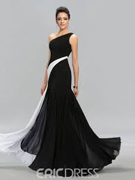 Black And White Evening Dresses With Sleeves Terrific Contrast Color Ruched One Shoulder Floor Length Evening Dress 11274069 Ericd Black And White Evening Dresses Lace Evening Dresses Evening Dress 2015
