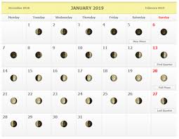 January 2019 Moon Phase Schedule Calendar Printable