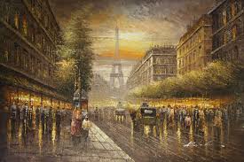 Wet Streets Of Paris Hand Painted Oil Google Image Result For Http Www Rugandart Biz Paintings Wide Big Wet 2520str Street Painting Framed Canvas Art Art