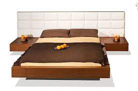 Do you assume platform bed with attached nightstands appears nice? Bed W Leather Upholstered Headboard Attached Nightstands Sharon Modern Bedroom Furniture Contemporary Bed Floating Headboard