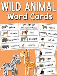 Wild Animal Word Cards Wild Animals Pictures Animal Activities Animal Cards