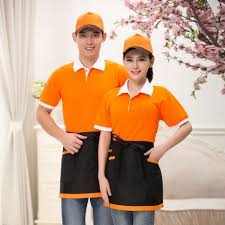 Short Sleeve Contrast Collar Restaurant Waiter Waitress Uniform Tshirt Irder Waiter Outfit Waiter Uniform Waitress Uniform