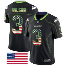 Russell Wilson 20 Seattle Seahawks Usa Flag Fashion Black Color Rush Limited Jersey