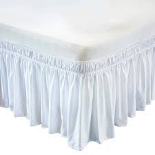 The bedskirt is neatly ruffled around three sides and goes well with most bedding. Wrap Around Bed Skirt 21 Inch Drop Length Style Easy Fit Elastic Bed Ruffles Bed Skirt Wrinkle Free Bed Skirt White Queen In All Bed Sizes And Colors Buy Online In Maldives