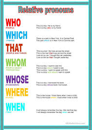 Check spelling or type a new query. Poster Relative Pronouns English Esl Worksheets For Distance Learning And Physical Classrooms