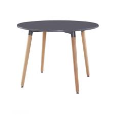 Pouvant accueillir plus de 8 personnes, cette table ronde se distingue par ses finitions soignées en bois de sapin et métal doré. Klary Table 4 Personnes Ronde Bicolore Laquee Grise Et Pied Metal Effet Bois