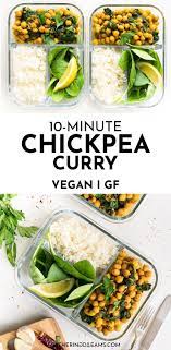 10 Minute Chickpea Curry Perfect For Meal Prep Recipe Chickpea Curry Vegan Recipes Easy Vegetarian Recipes