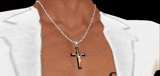 Boost your look with one of our gleaming gold pendants crafted in white and yellow gold from 10k to 24k. Second Life Marketplace Tm Men S Rosewood And Gold Jesus Cross Necklace Touch For Prayer And Color Change