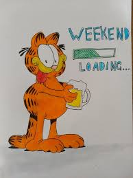 Garfield Beer Weekend Drawing Drawings Funny Animals Garfield