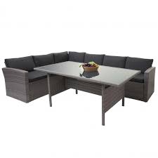 Küchensofas, die wiederentdeckten sitzmöbel für den esstisch, haben viele namen: Poly Rattan Garnitur Hwc A29 Gartengarnitur Sitzgruppe Lounge Esstisch Set Sofa Grau Kissen Grau