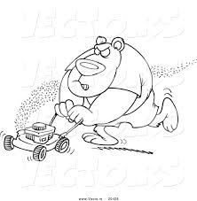 A perfectly mown lawn is a great asset to your yard but what d. Vector Of A Cartoon Bear Mowing His Lawn Coloring Page Outline By Toonaday 20428