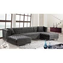 (fur accent pillows included) dimensions: Grey Sectional Nailhead Trim Wayfair