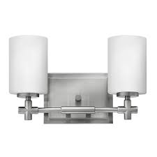 Modern Nickel And Opal Vanity Light 2 Light Shades Of Light