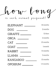 Free printable book themed baby shower games. Free Baby Shower Games Printable Animal Pregnancies Paper Trail Design