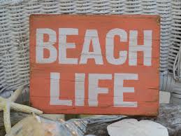 Beach Decor Beach Sign Coral Color Beach House Decor Beach Theme Coastal Sign Coastal Decor Hand Painted Dist Beach Theme Decor Beach Decor Beach Signs