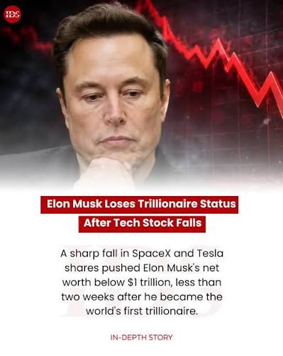 Elon Musk Confirms Former Trillionaire Status as SpaceX Plunges 50%