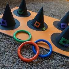 Witch Hat Ring Toss Game Halloween Carnival Game Ideas Fun Halloween Games Diy Halloween Games Halloween Games For Kids
