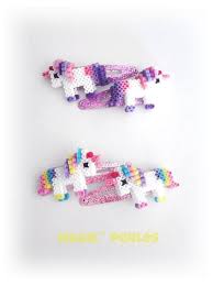 Hair Clips Made Of Mini 3d Unicorn Beads Hama Bobby Clips Unicorn 3d Design Sold Per Pair Make On Request Possibility Of 3d Perler Bead Perler Beads Etsy